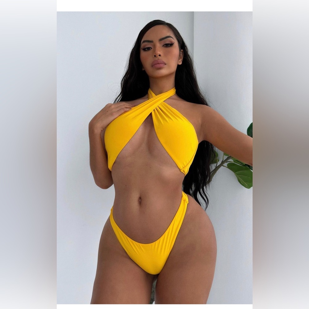 Sexy Swimmer One Piece Swimsuit - Mustard